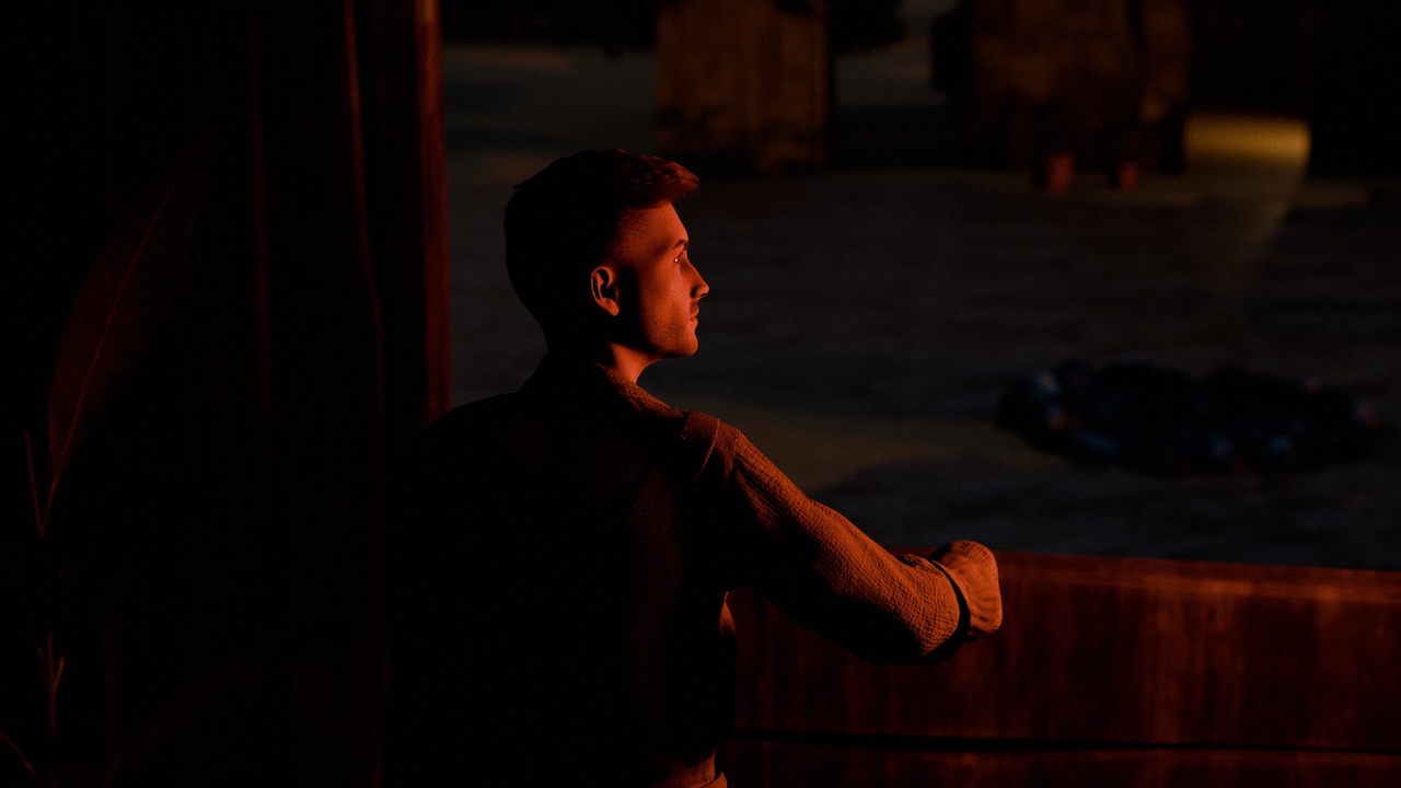 Tyler in the village on the Mantra island